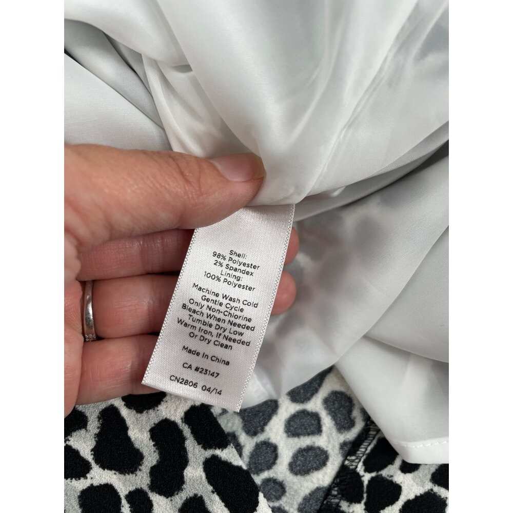 Talbots Womens 8 Animal Print Sheath Dress Black White Short Sleeves Classic - Picture 5 of 8